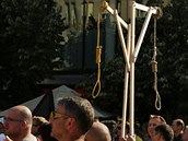 Demonstrace proti přistěhovalcům na Václavském náměstí.