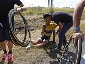 Fabian Cancellara po pdu 60 kilometr ped clem tet etapy Tour de France.