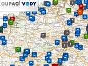 Mapka, kde hygienick stanice aktualizuj kvalitu vody v prodnch...