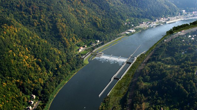 Vizualizace vodnho stupn u Dna a jeho vlivu na vku  hladiny Labe