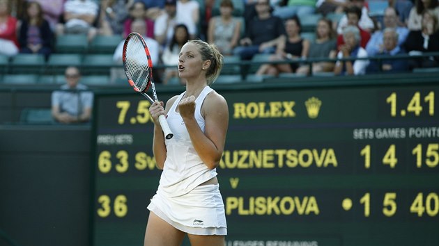 esk tenistka Kristna Plkov slav pekvapiv postup do 3. kola Wimbledonu.