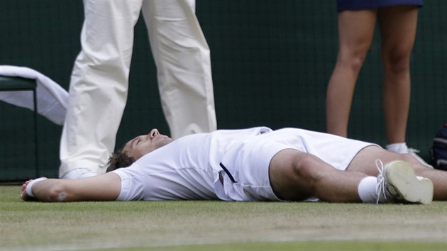 Richard Gasquet se raduje z postupu do semifinále Wimbledonu