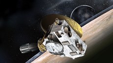 Sonda New Horizons nad Plutem v představě ilustrátora NASA Sonda New Horizons nad Plutem v představě ilustrátora NASA