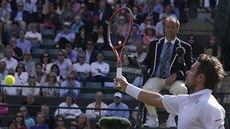 Stan Wawrinka ve tvrtfinále Wimbledonu