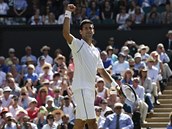 Novak Djokovi se raduje z postupu do finle Wimbledonu