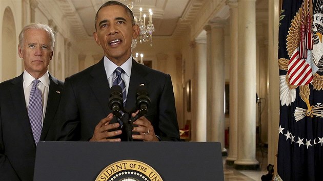 Americk prezident Barack Obama v televiznm projevu po uzaven dohody s rnem (14. ervence 2015).