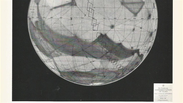 Pehled zbr povrchu Marsu pozench Marinerem IV. Celkem 21 plnch snmk a fragment 1 snmku ze souboru od profesora Pickeringa.