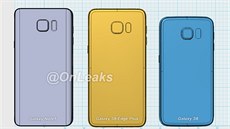 Porovnání velikostí Samsungu Galaxy Note 5, Galaxy S6 edge+ a Galaxy S6.
