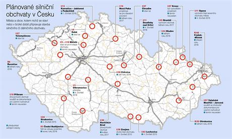 Msta a obce, kolem nich se staví nebo v brzké dob pipravuje stavba...
