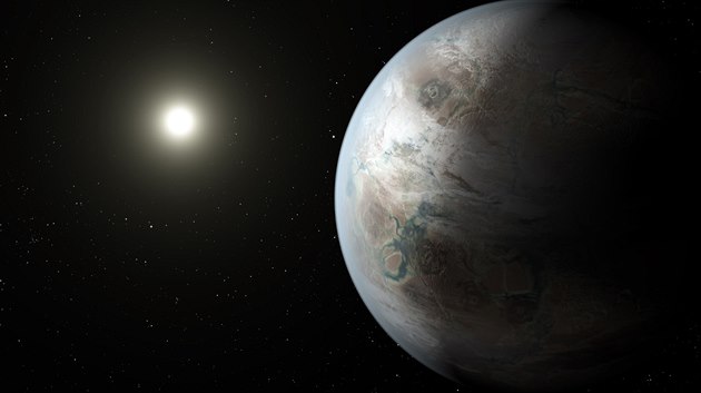 Planeta Kepler-452b v představě ilustrátora Planeta Kepler-452b v představě ilustrátora