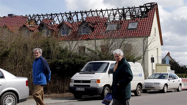 V dubnu vyhoela plnovan ubytovna pro uprchlky v nmeckm mst Trglitz nedaleko Lipska. (4. dubna 2015)