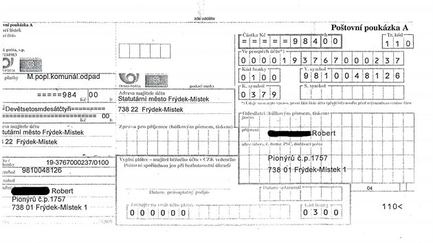 Cizinci, kte bydl v hotelovm dom, dostali sloenku na zaplacen poplatku za odpady.