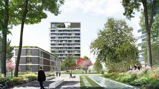 Vizualizace nov bytov tvrti Riverpark Modany, jej stavbu v Praze chyst spolenost Karln Group.