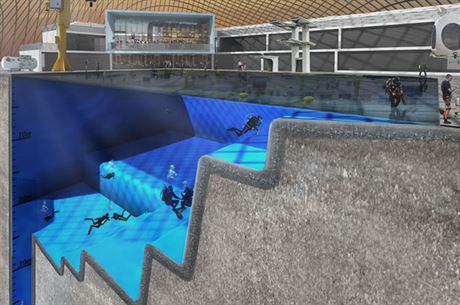 Plánovaná podoba bazénu Blue Abyss, který by mohl vzniknout pi univerzit v...