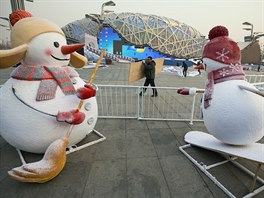 Propagace olympijsk kandidatury Pekingu je vidt na kadm rohu.