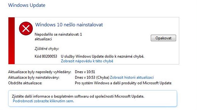 Upgrade na Windows 10 se nm zatm na Lenovu Ideapad Y570 s Windows 7 nepodail. Instalace vdy skon chybou.