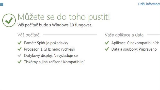 Podle validanho programu je pota pln kompatibiln a pro instalaci pipraven.