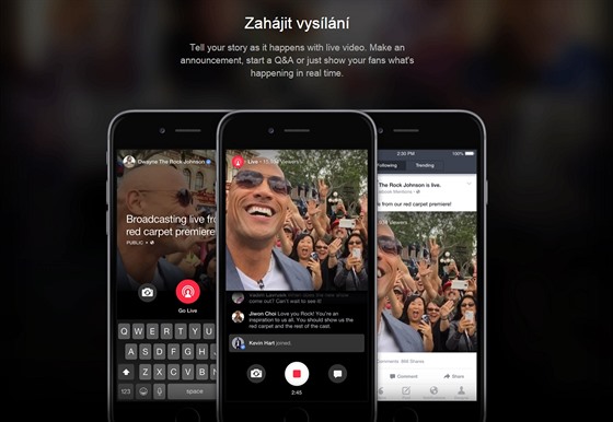 Aplikace Facebook Mentions nov umoní známým osobnostem vysílat ivé penosy...