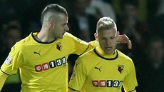 Daniel Pudil (vlevo) a Matěj Vydra v dresu Watfordu Daniel Pudil (vlevo) a Matěj Vydra v dresu Watfordu