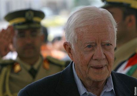 Jimmy Carter bhem návtvy Západního behu Jordánu
