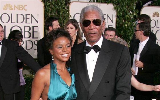 Morgan Freeman a jeho vnuka  E'Dena Hinesová (Beverly Hills, 16. ledna 2005)