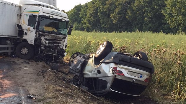 Tragick nehoda kamionu a BMW u Slanho.