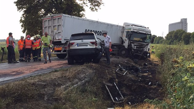 Tragick nehoda kamionu a BMW u Slanho.