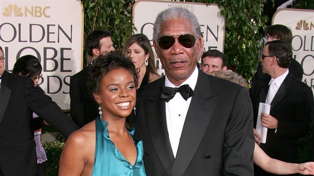 Morgan Freeman a jeho vnuka  E'Dena Hinesov (Beverly Hills, 16. ledna 2005)