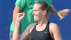 Nicole Vaidišová po vítězném utkání. Nicole Vaidišová po vítězném utkání.