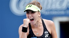 Belinda Bencicová a její radost ve finále turnaje v Torontu