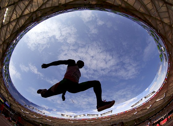 Nelson Evora of Portugal competes in the men's triple jump qualifying round...