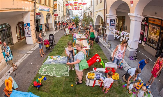 Centrum Budjovic oilo akcí Msto lidem/lidé mstu (srpen 2015).