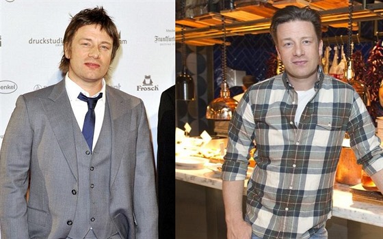 Jamie Oliver v roce 2010 a v roce 2015