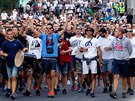 Fanouci Hajduku Split v ulicích Liberce ped zápasem posledního pedkola...