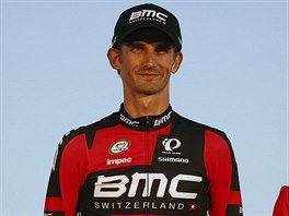 Slovensk cyklista Peter Velits v ervenm trikotu pro vedoucho jezdce Vuelty....