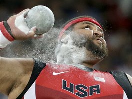 United States' Reese Hoffa competes in the final of the men's shot put at the...