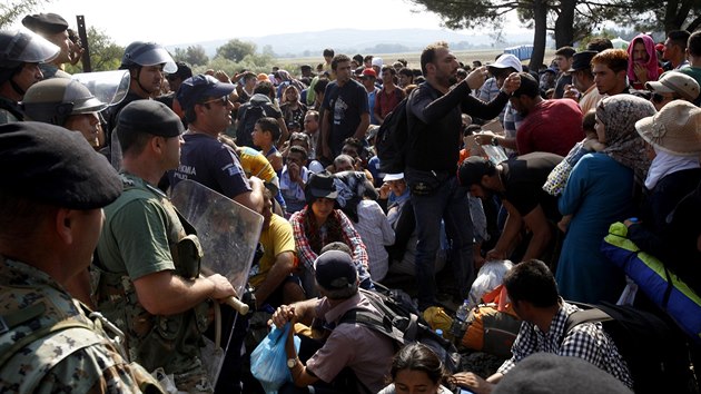 Uprchlci na ecko-makedonsk hranici (26. srpna 2015)