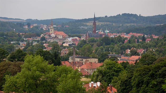 Pohled na polsk msto Walbrzych (28. srpna 2015)