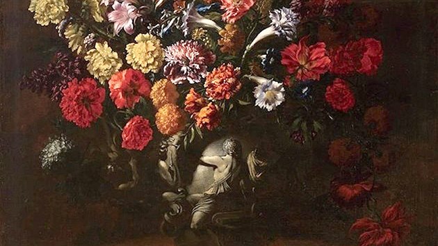 Rozmrn obraz Kvtiny od italskho male Paola Porpory vznikl kolem roku 1660.