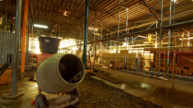 Rekonstrukce odjezdové haly Masarykova nádraí v roce 2011.