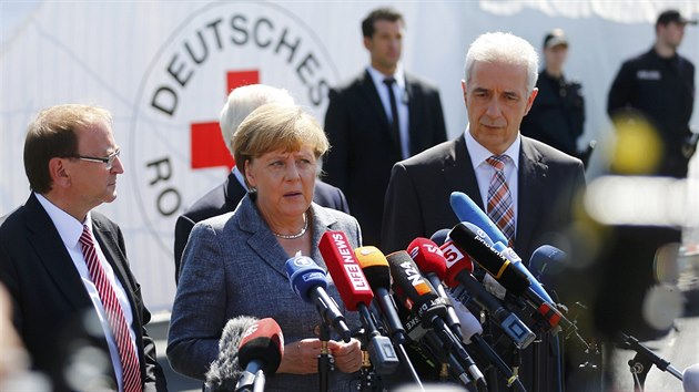 Nmeck kanclka Angela Merkelov navtvila uprchlick centrum v Heidenau (26. srpna 2015)