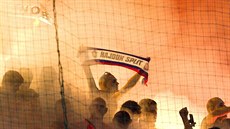 Fanoušci Hajduku Split ukázali svůj temperament na stadionu v Liberci naplno.... Fanoušci Hajduku Split ukázali svůj temperament na stadionu v Liberci naplno....