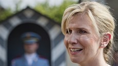 Ministryně školství Kateřina Valachová hovoří s novináři po schůzce s... Ministryně školství Kateřina Valachová hovoří s novináři po schůzce s...