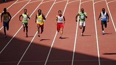 Momentka z předkola závodu na 100 metrů na atletickém mistrovství světa v... Momentka z předkola závodu na 100 metrů na atletickém mistrovství světa v...