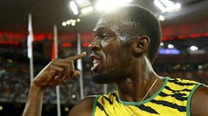 JÁ JSEM NEJLEPÍ. Usain Bolt slaví zlato na stovce na MS v Pekingu.