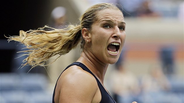 Slovenská tenistka Dominika Cibulková se raduje v 1. kole US Open.