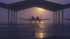 A-10 Thunderbolt II bhem mlhavého rána na základn Národní gardy v Selfridge...