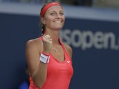 esk tenistka Petra Kvitov se raduje z postupu do osmifinle US Open.