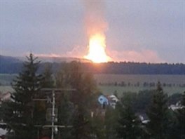 Plameny po vbuchu byly dobe vidt a z Poliky.