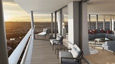 Penthousy v nejvyích patrech V Tower vyjdou na 100 milion korun.